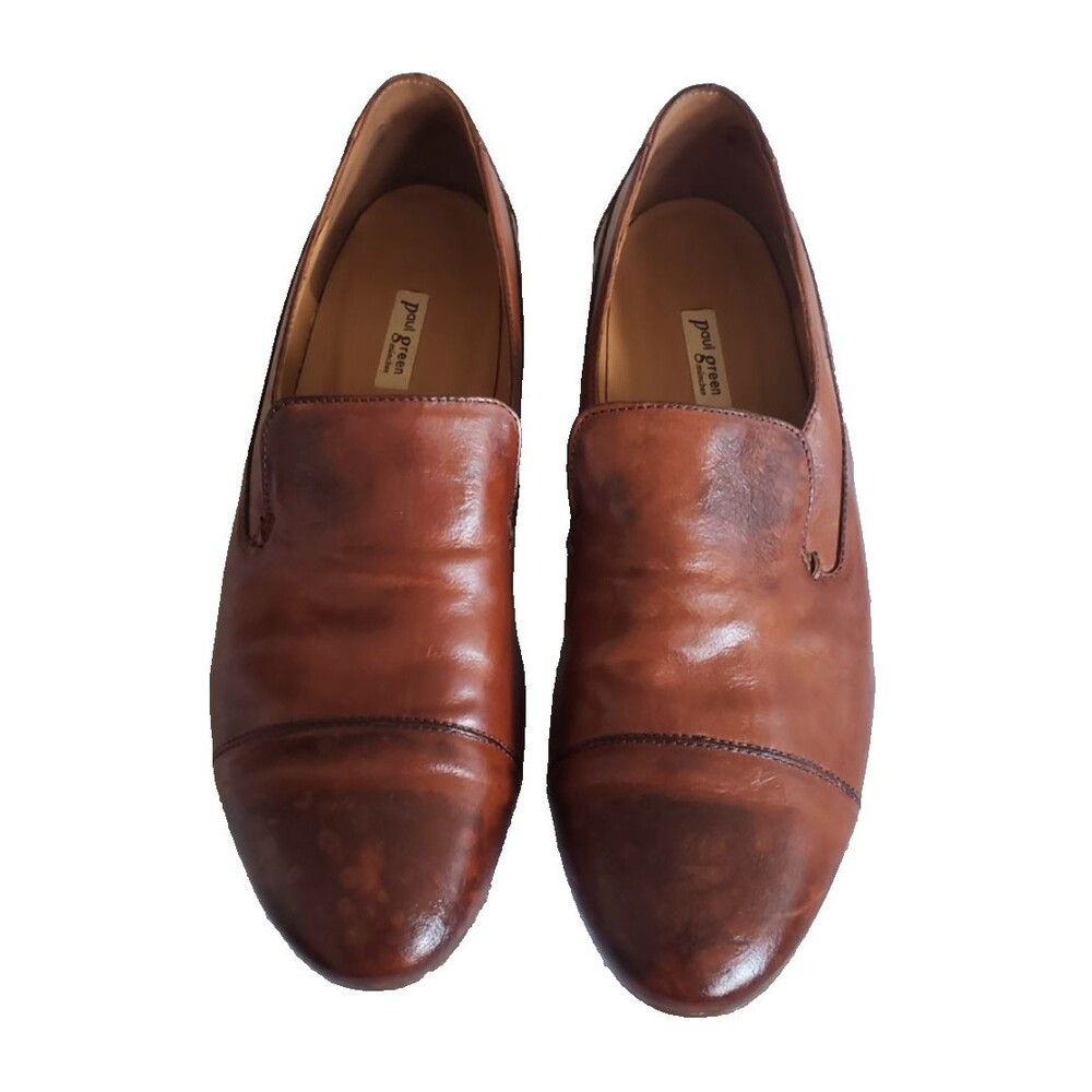 Unique Paul Green Women Brown Leather Loafers Slip On Us Size‎ 10 UK Size 7.5